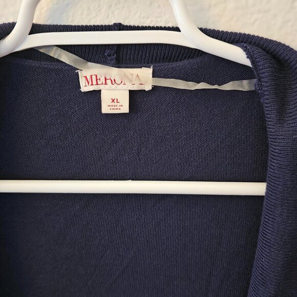 Merona Women's XL Navy Blue Long Sleeve Cardigan – Soft Knit, Lightweight, Excel - Picture 2 of 6
